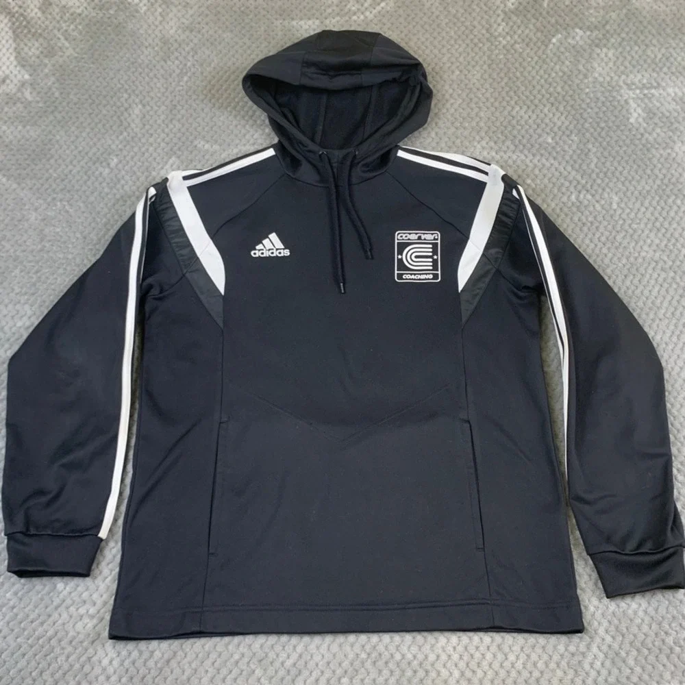 Adidas Coerver Coaching Mens Large Soccer Training Hoodie Black F76991